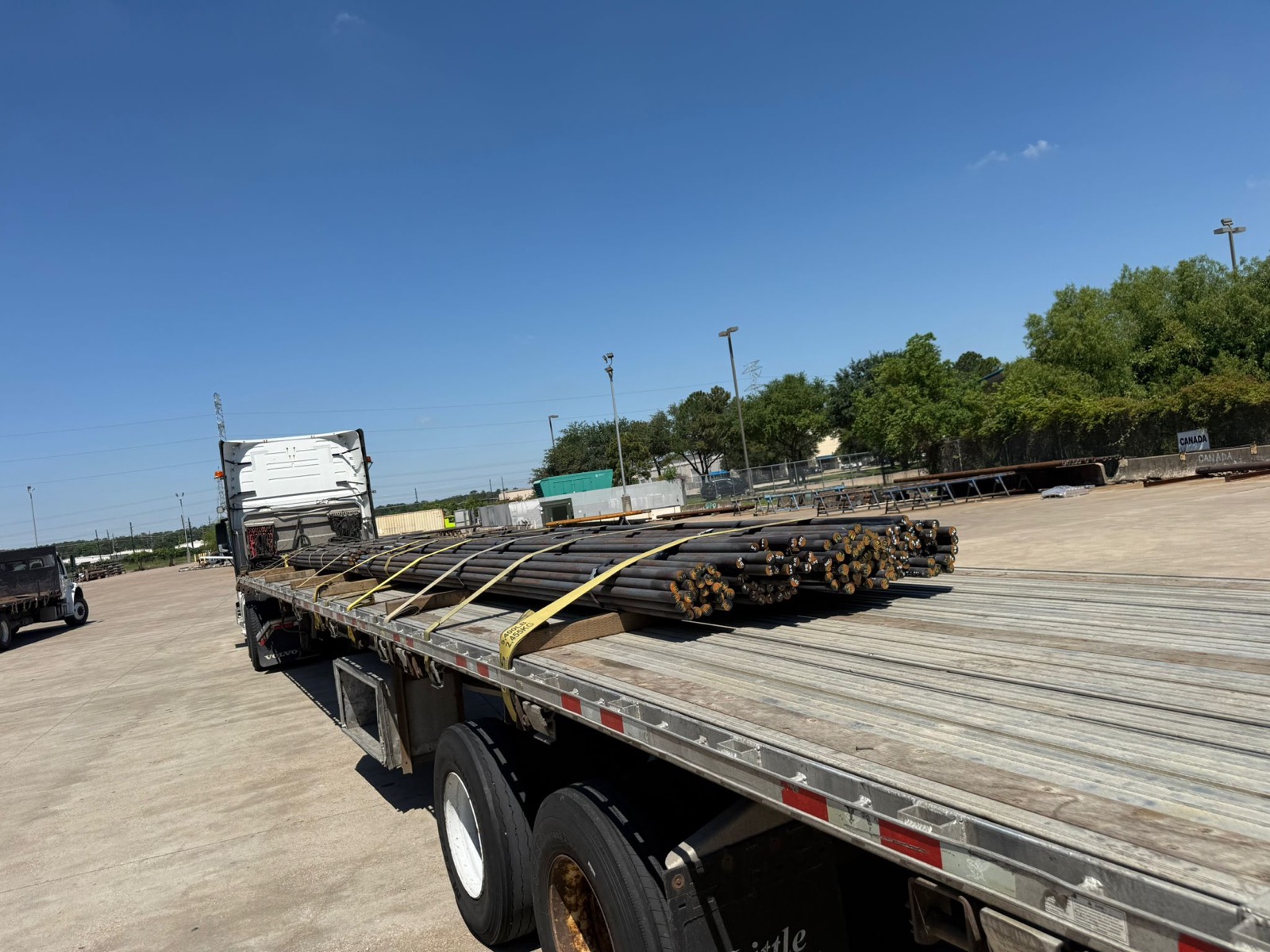 Steel bars staged in the pipe yard for Canada